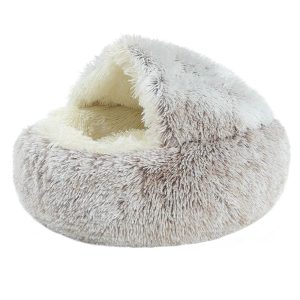 Coussins chat Lit en Peluche Longue Sac de Couchage Niche Café
