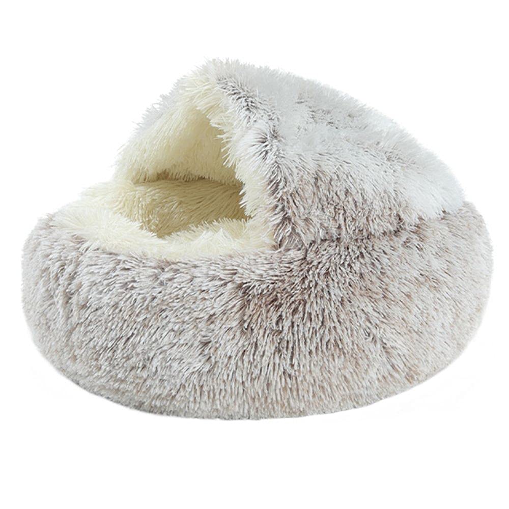 Coussins chat Lit en Peluche Longue Sac de Couchage Niche Café