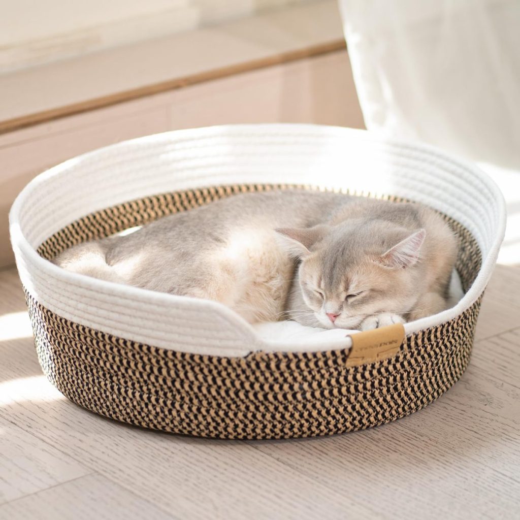 Panier osier chat CheerPals Panier Chat Tressé en Corde