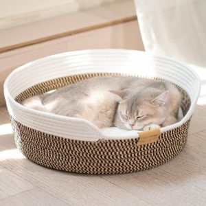 Panier osier chat CheerPals Panier Chat Tressé en Corde